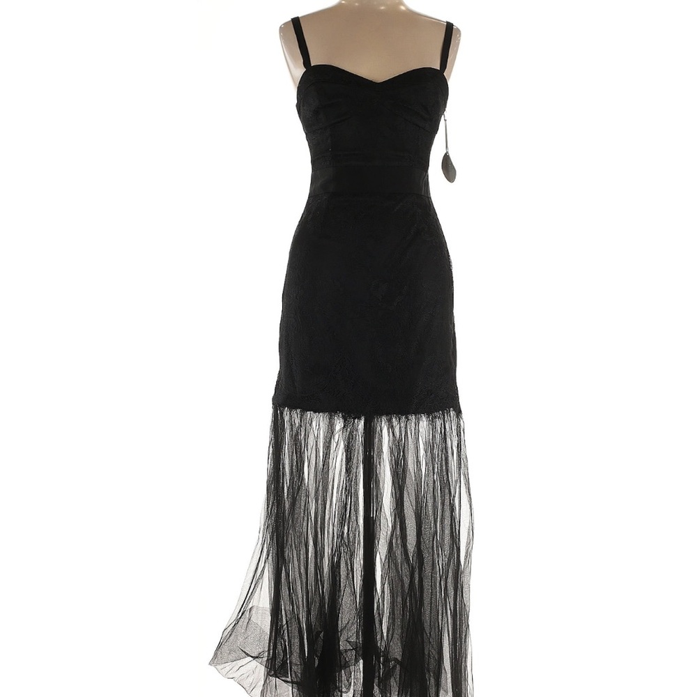 Pearl by Georgina Chapman Black Sleeveless Sheath Maxi Dress